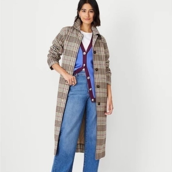 Ann Taylor Mac Belted Plaid Coat - Medium - Picture 2 of 10